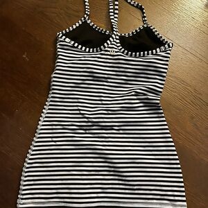 lululemon athletica Striped Black and Blue Muscle Tee